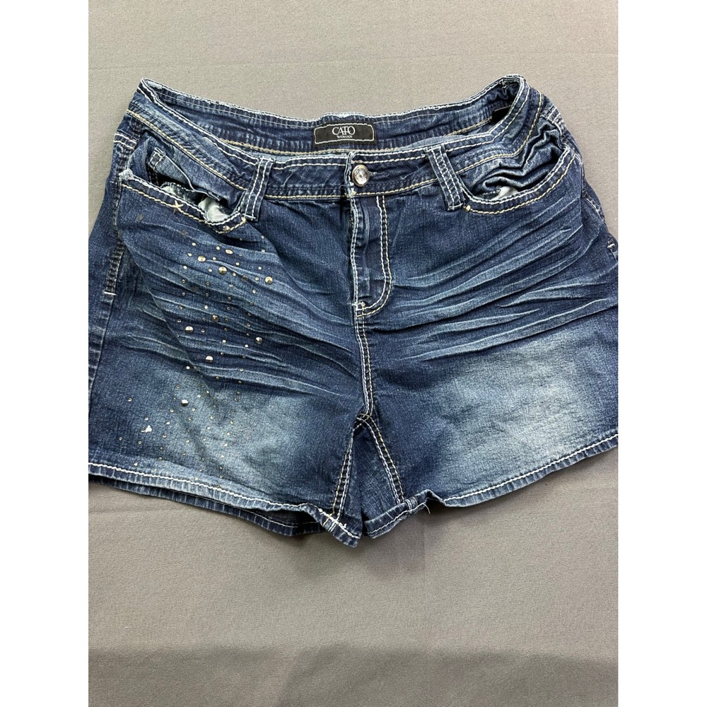 Cato Woman Denim Shorts Dark Wash Embroidered Rhinestone Studded Blue Women 16W